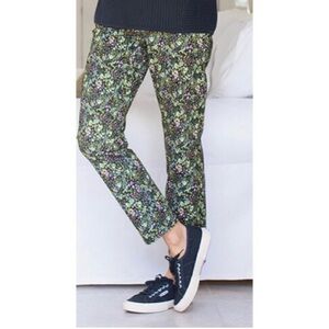 J.JILL Floral Live-In Ankle Length Chino Cotton SZ 8